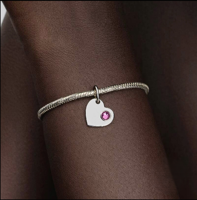 Heart Red Stone Dangle Charm