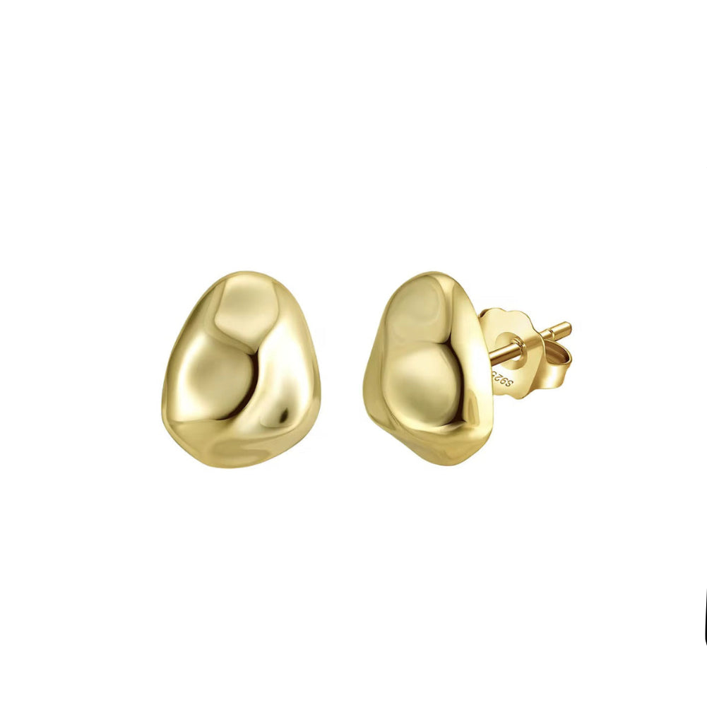 Concave and Convex Stud Earrings, Sterling Silver: Gold Vermeil or Silver