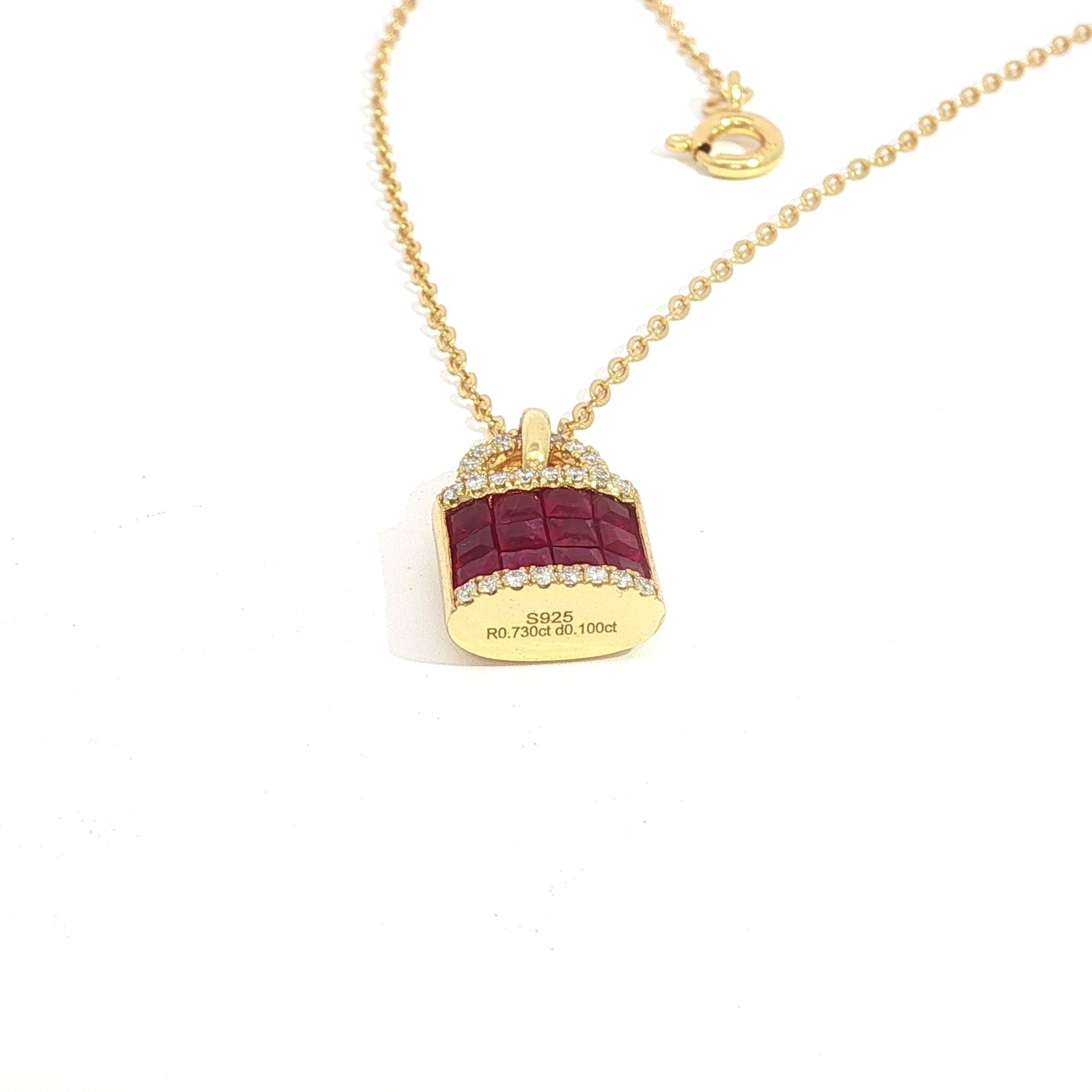 Diamond & Ruby Padlock Necklace