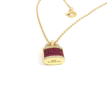Diamond & Ruby Padlock Necklace
