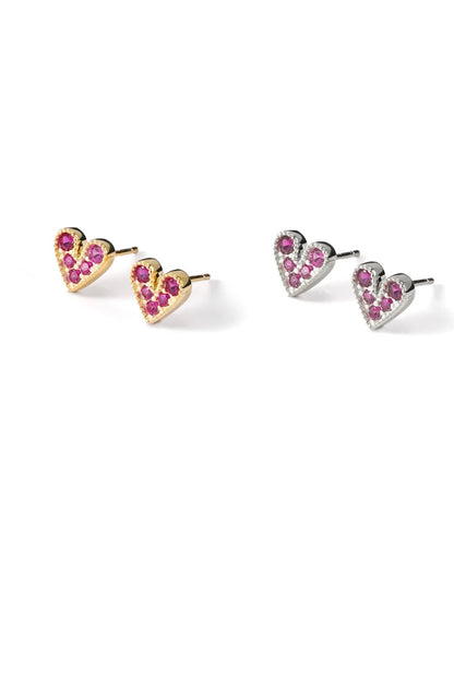 Small Ruby Heart Stud image 2