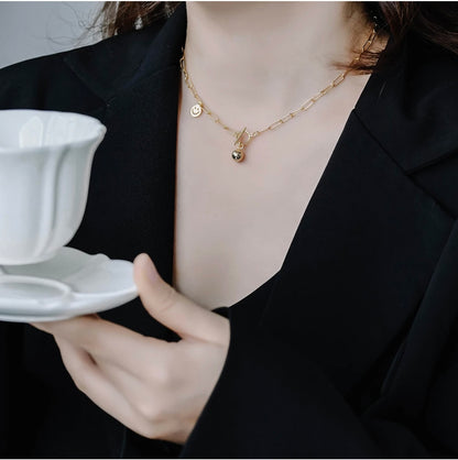 Smiley Face Gold Ball Pendant Necklace image 2