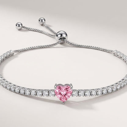 Pink Heart Tennis Bracelet