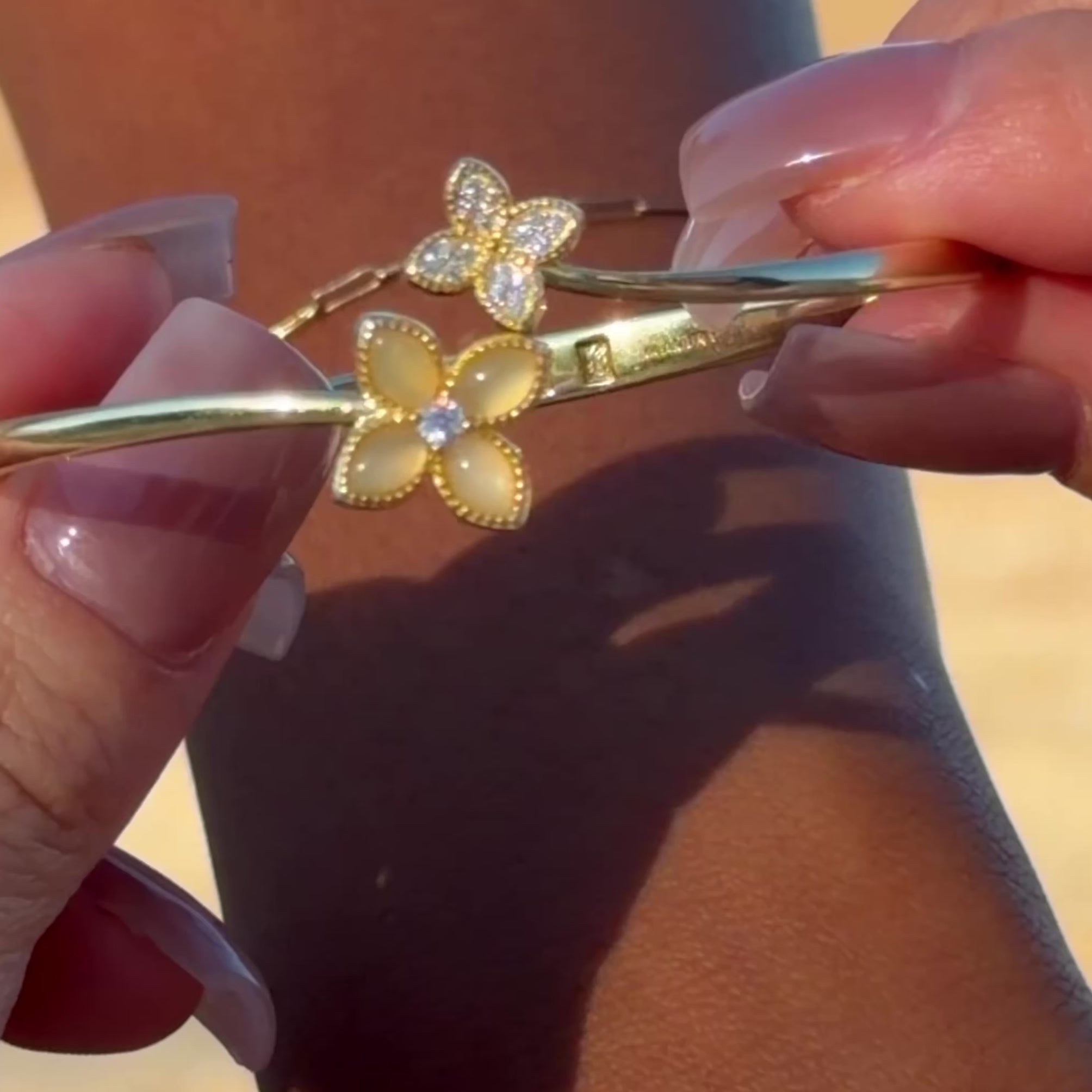 Moonstone Clover Bangle