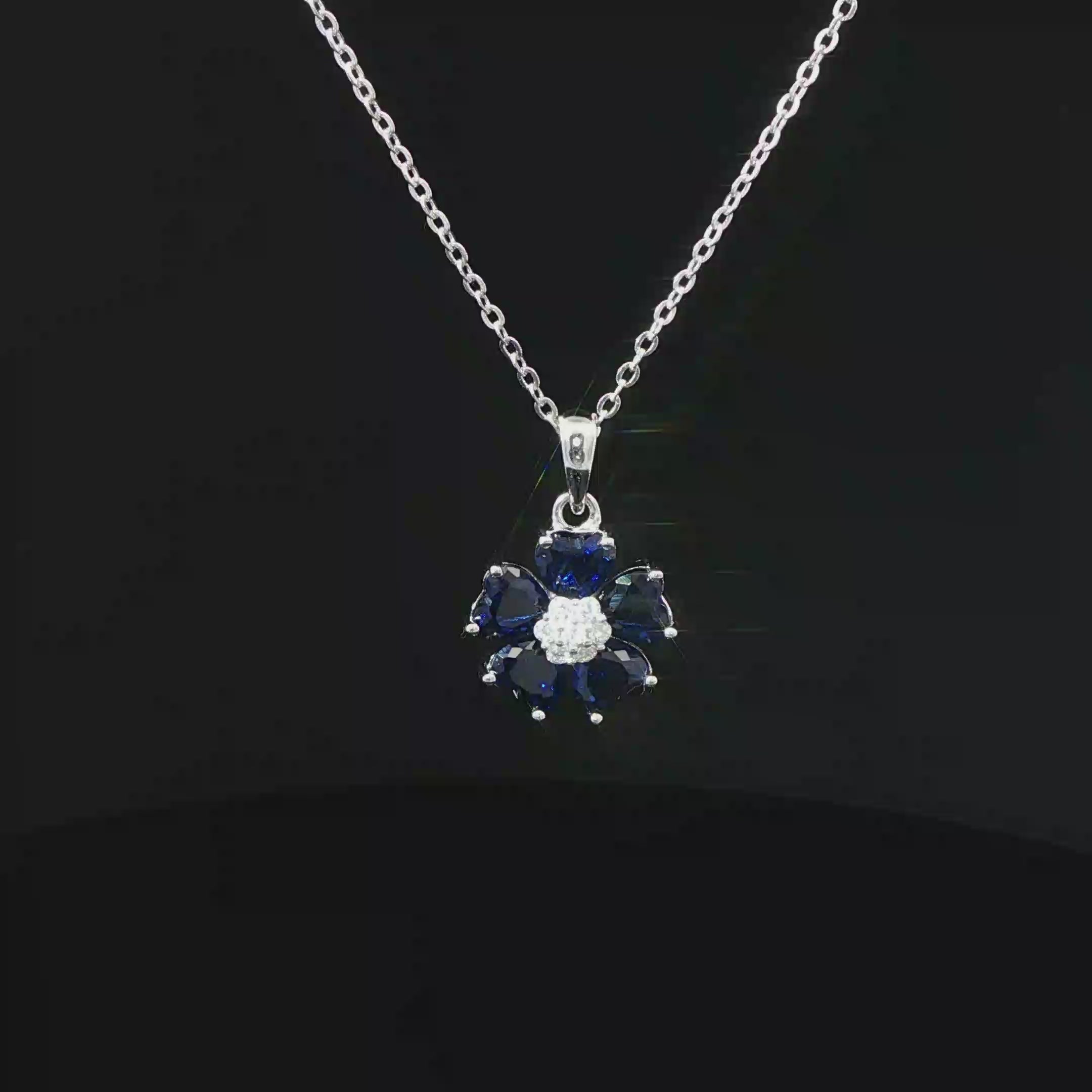 Blue Heart CZ Necklace