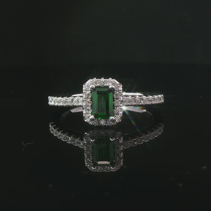 Green Stone Emerald cut Ring
